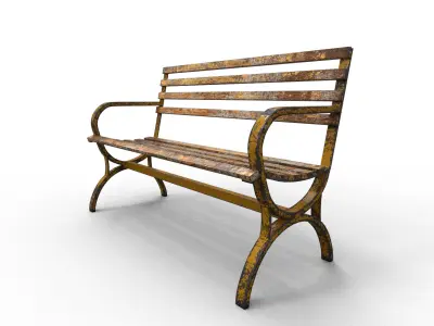 Very Old Street Bench Terror Low-poly 3D model