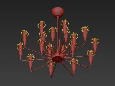 HARDY modern chandelier in gold 3D model