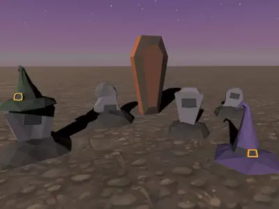 Halloween low poly cartoon Minipack Free low-poly 3D model