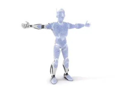 Advanced Futuristic Robot Model Pack with Articulated Limbs Low-poly 3D model
