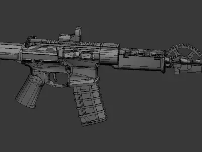 Post-apocalypse custom assault rifle Low-poly 3D model