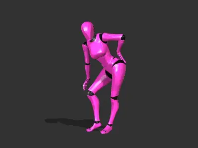 Female Robot Rigged Low-poly 3D model