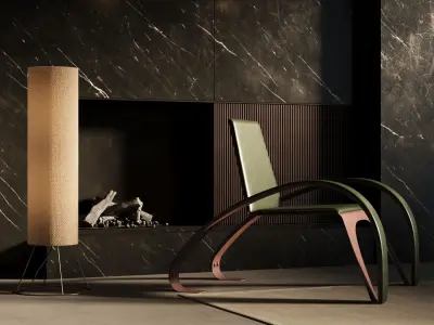 Chair and Floor Lamp 3D model