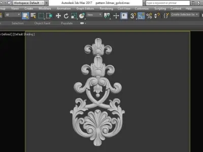 pattern wood cnc  flowers 3d model  classical gold frame  3D model