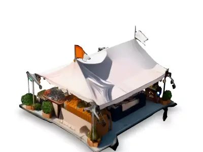 LowPoly Market Stall 3D Model Low-poly 3D model