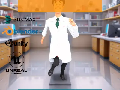 Scientist Character model pack Low-poly 3D model