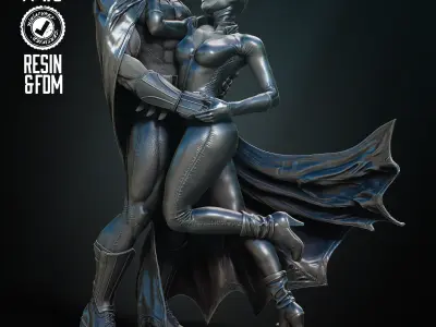 B3DSERK Batman and Catwoman Diorama Tested for 3D printing 3D print model