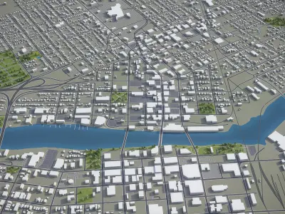 Rockford - Illinois  Low-poly 3D model