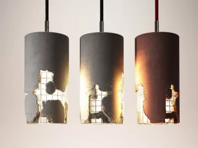 Delta two concrete lamps with hole in middle 3D model