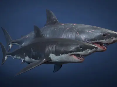 Great White Shark - Game Ready Low-poly 3D model