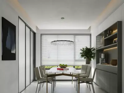 Living Room with Workspace Scene in Native Blend File 3D model