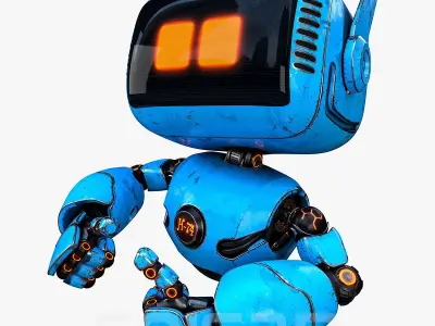 Cute Robot H-74 Blue 3D model