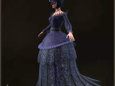 Spades Queen Light Version Low-poly 3D model