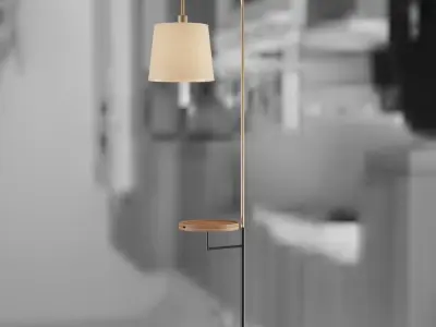 Scandinavian style floor lamp with table and USB charging 3D model