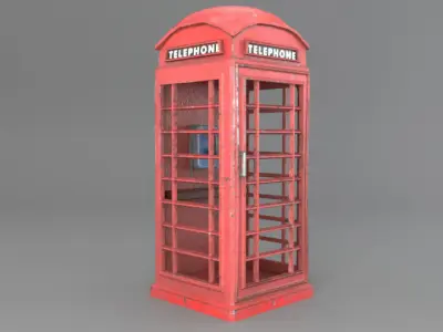 Telephone Booth Low-poly 3D model