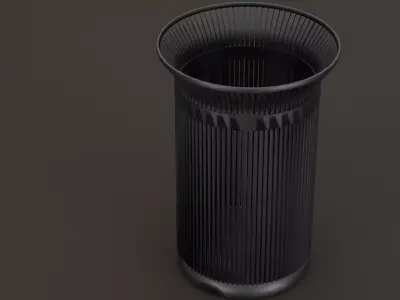 Industrial Metal Trash Can - Clean  Dirty Variations Low-poly 3D model