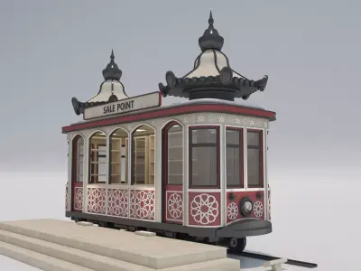 Vintage Tram Style Kiosk 3D model