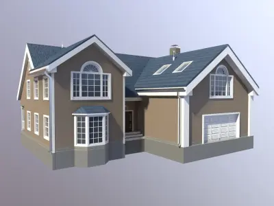 Modern Suburban House 4 Low-poly 3D model