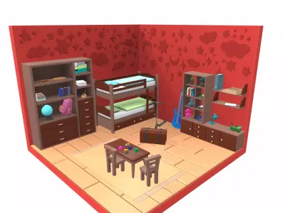 Isometric cartoon children room 06 3D model