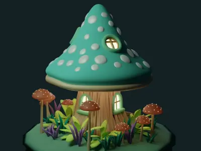 Mushroom House 3 Low-poly 3D model