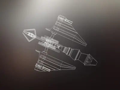 Sci-fi War spaceship Low-poly 3D model