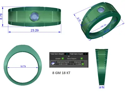 Mens Ring  Render 3dm STL OBJ FBX Details 3D print model shop