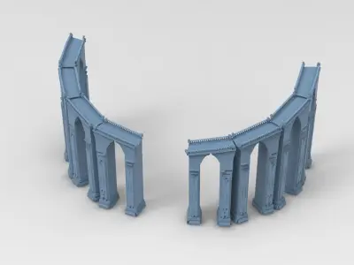 Clockwork Floating island stairs Bridges Low-poly 3D model
