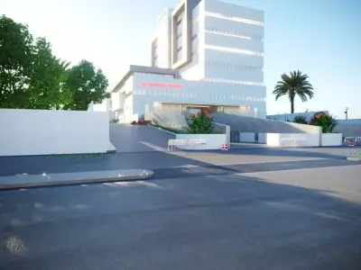 3D Model  Modern 9-Story Hospital Building Low-poly 3D model