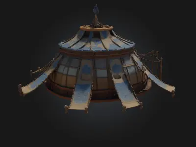 Old Tent  Weathered Canvas Shelter for Timeless Camps 3D model