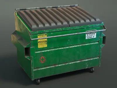 Dumpsters trash can on wheels Low-poly 3D model