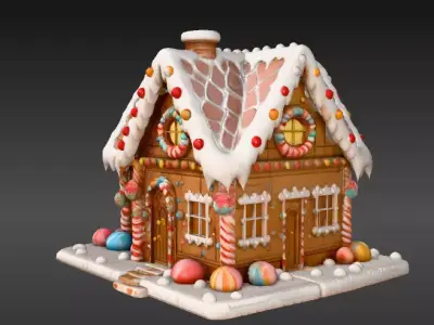 Cartoon Christmas 3D Scene Back Ground 3D Model  Low-poly 3D model