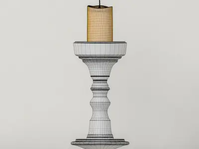 Candlestic and candle with flame 3D model