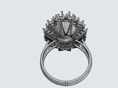 Earring Pendent Ring light weight diamond ring 3D print model