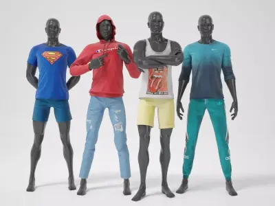 Man mannequins whith clothes STRONG pack 3D model