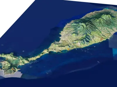 Saint Kitts Island full 3D model terrain 3D model