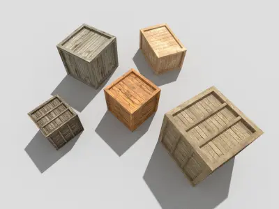 low poly wooden crates pack 1 Low-poly 3D model