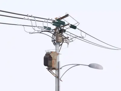 Utility Power Pole Street 3D model