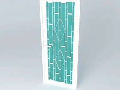 Steel door with glass and fence 3D model