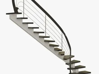 modern angular staircase 3D model