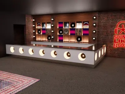 Luxury Modern DJ Studio Music Lounge Exhibition Stand - PBR Low-poly 3D model