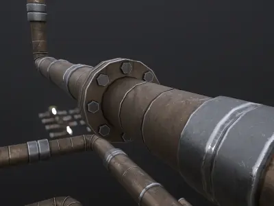 Modular lowpoly pipes pack Low-poly 3D model