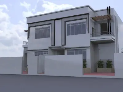 Modern Duplex Villa A133  3D Model  DWG  Renders 3D model