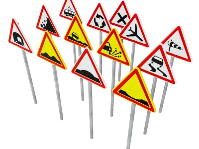 Warning signs set 2 3D model