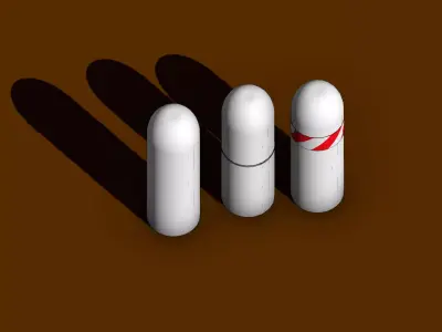 Concrete Bollard Set D250 H800 Smooth Steel Ring and Reflective  3D model