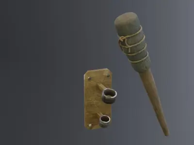 Medieval torch for game Low-poly 3D model