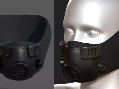 Gas masm respirator scifi futuristic Black  Low-poly 3D model