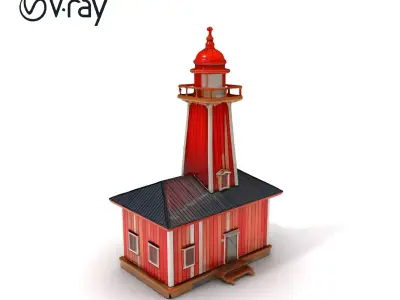 Charming Wooden Lighthouse Model Pack Low-poly 3D model