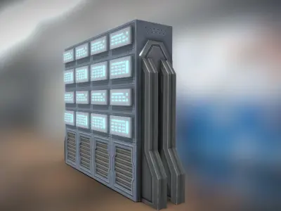 Sci Fi Server rack Low-poly 3D model