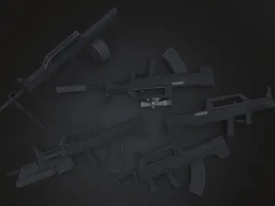 QBZ 95 QBB95 QBZ95B pack  Low-poly 3D model