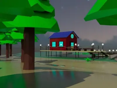 low poly house  Free low-poly 3D model